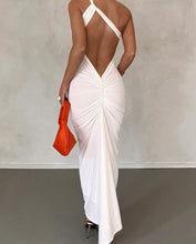 Load image into Gallery viewer, sealbeer A&amp;A Cross Ruche One Shoulder Maxi Dress