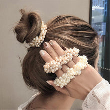 Load image into Gallery viewer, Fashion Faux Pearl Hair Rope Multicolor Beads Scrunchie Ponytail Holder Elastic Hairband Hair Accessories for Women Headwear