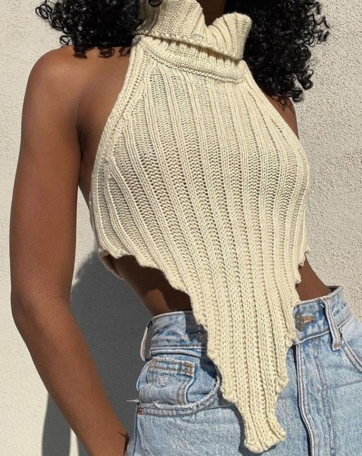 sealbeer A&A Knitted High Neck Cropped Top
