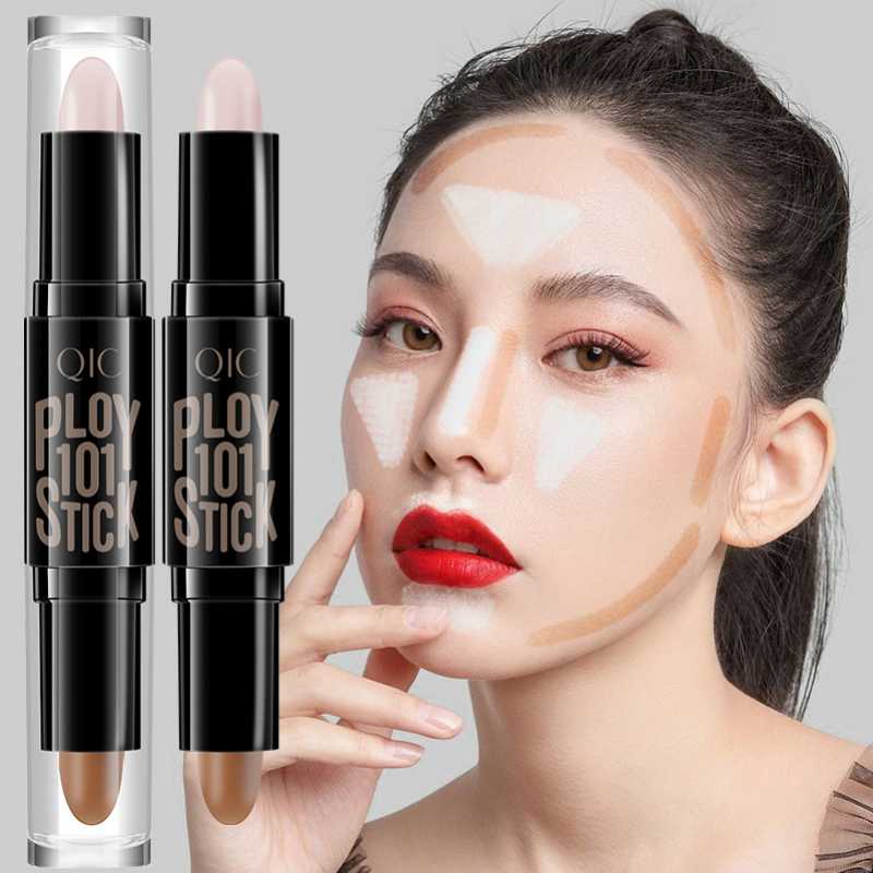 QIC 3D Double Head Corrector Contour Stick Makeup Bronzers Highlighters Pen Cosmetic Highlighter For Face Concealer Contouring