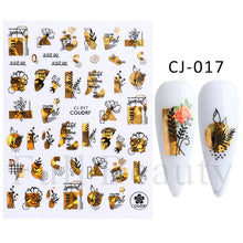 Load image into Gallery viewer, New Year Sliders for Nail Santa Claus Penguin Embossed 5D Gel Sticker Christmas Cute Birds DIY Nail Art Decorations NF5D-K101