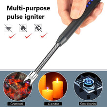 Load image into Gallery viewer, USB Electric Rechargeable Long Kitchen Lighter for Stove Windproof LED Plasma Arc Flameless Candle Unusual Lighters Outdoor