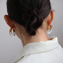 Load image into Gallery viewer, Trendy Transparent Resin Hoop Earrings for Women Girls Geometric Irregular Metal Acrylic Earrings Party Jewelry Korean Earrings