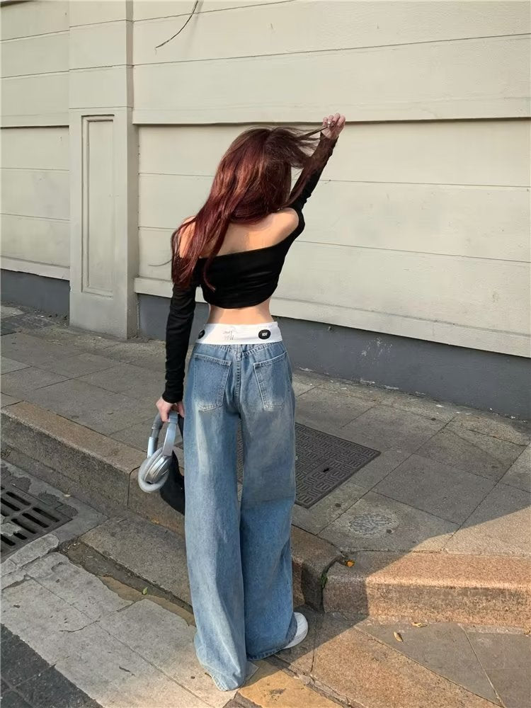 sealbeer Autumn New Products Jeans Women Clothes For Teenagers Y2k Aesthetic Clothing Vintage Harajuku Women's Slacks Fashion Baggy Pants