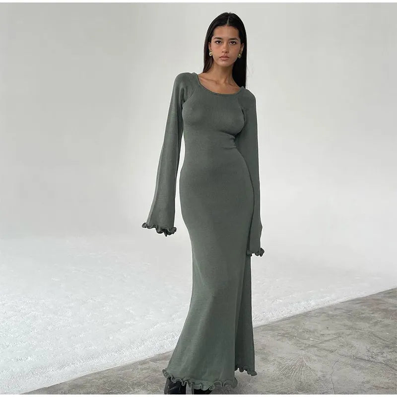 sealbeer A&A Chic & Elegant Long Sleeve Knitted Bodycon Dress