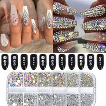 Load image into Gallery viewer, 50PCS New Wholesale Bowknot/Heart/Flower mix Alloy Nail Rhinestone Mixed Metal Jewelry Manicure DIY Nail Art Decorations Random