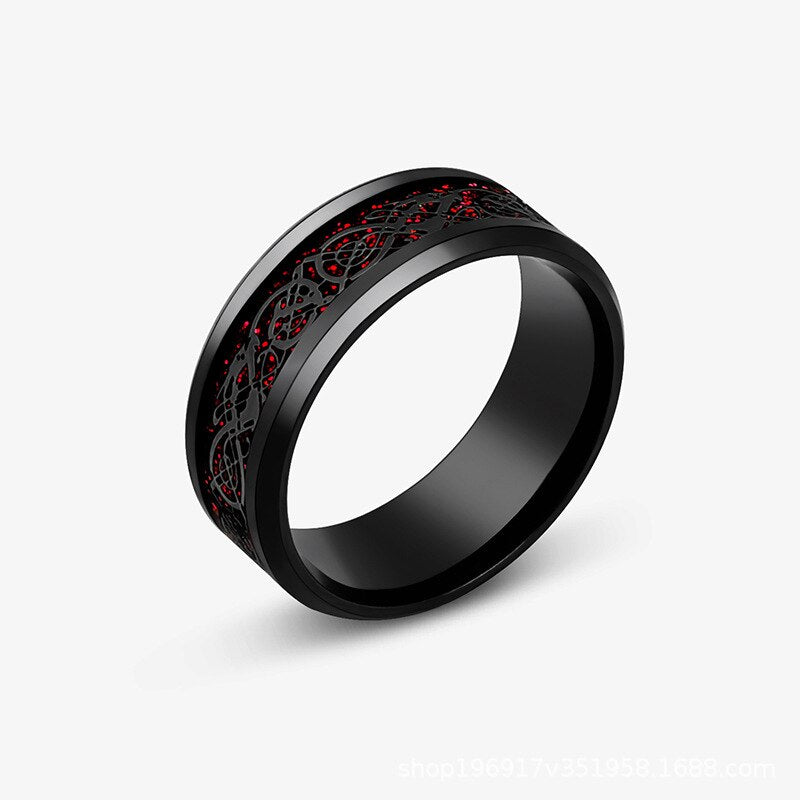 8mm Stainless Steel Domineering Dragon Pattern Rings For Men Black Male Ring Finger Fashion Jewelry Wholesale Anillo Hombre