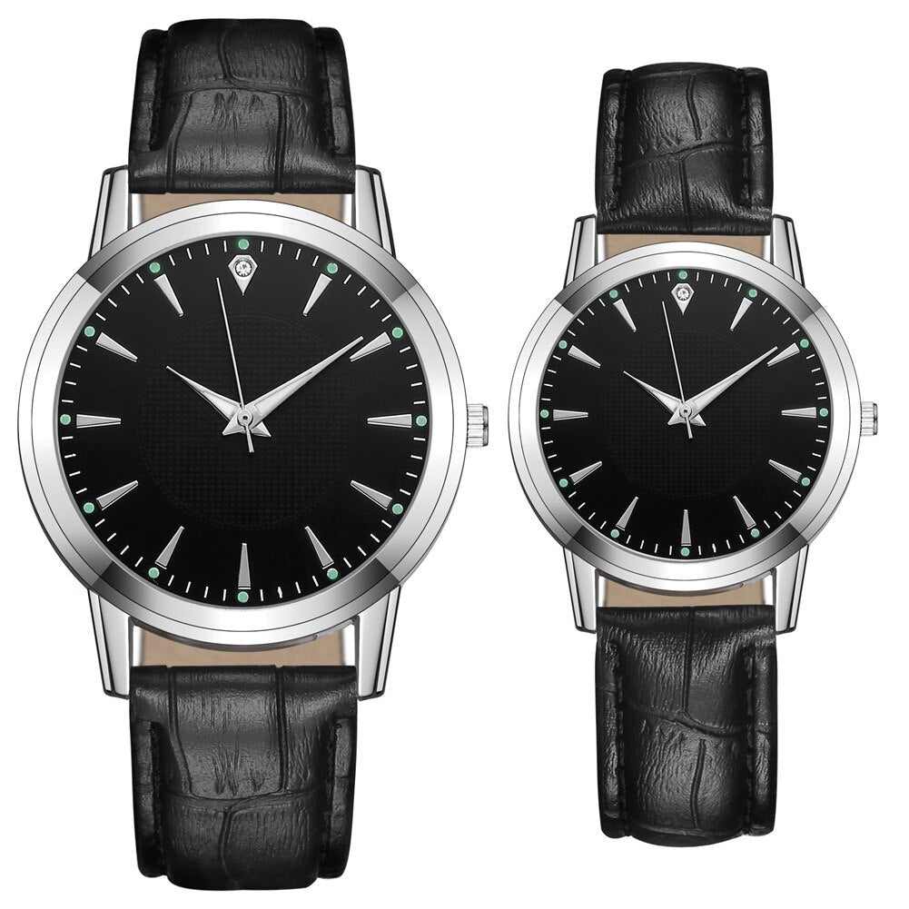 Couple Love Watch Ladies Women&#39;s High-end Male Female Quartz Men Leather Luminous Dial Leisure Wristwatch Ladies Girls Clock