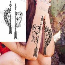 Load image into Gallery viewer, Realistic Lion Rose Flower Temporary Tattoos For Women Adult Girl Compass Skull Fake Tattoo Arm Thigh Body Art Waterproof Tatoos