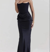 Load image into Gallery viewer, sealbeer A&amp;A Luxe Elegant Satin Strapless Draped Corset Maxi Dress