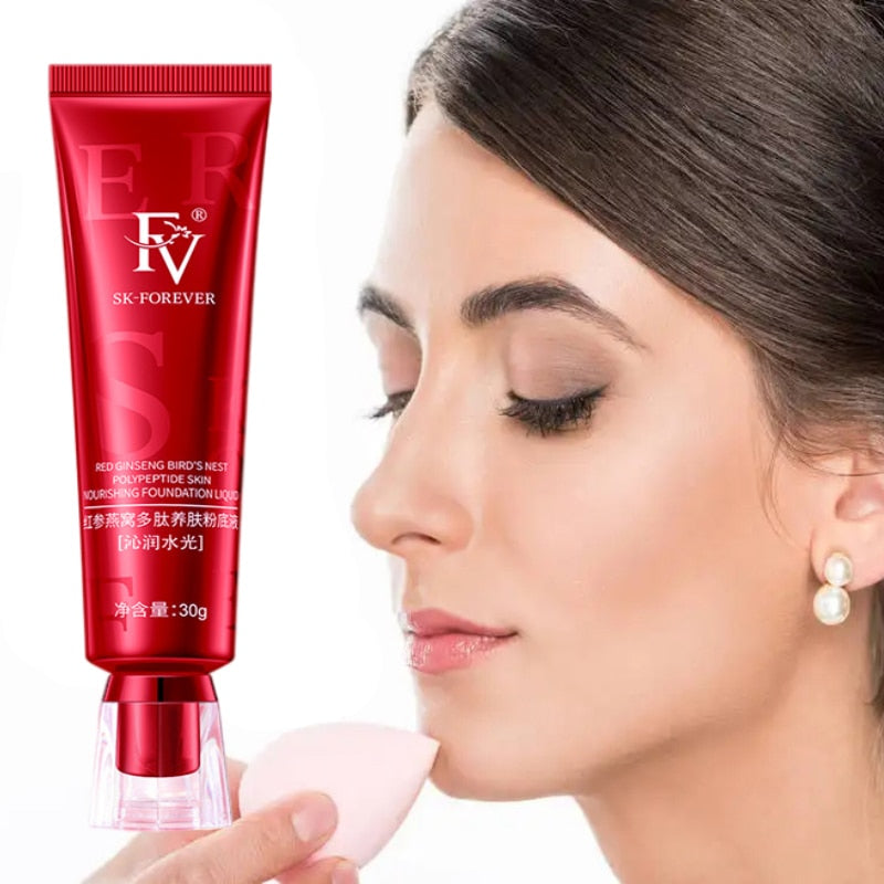 FV Red Ginseng Bird's Nest Polypeptide Skin-Nourishing Liquid Foundation Long-lasting No Makeup Concealer Oil Control Waterproof