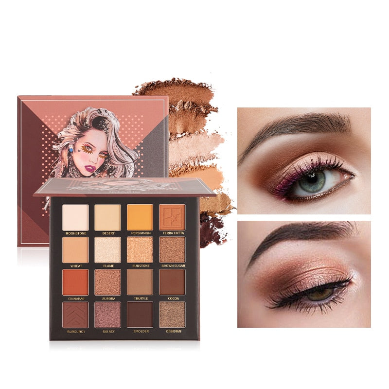 IMAGIC New Arrival Charming Eyeshadow 16 Color Makeup Palette Matte Shimmer  Pigmented Eye Shadow Powder