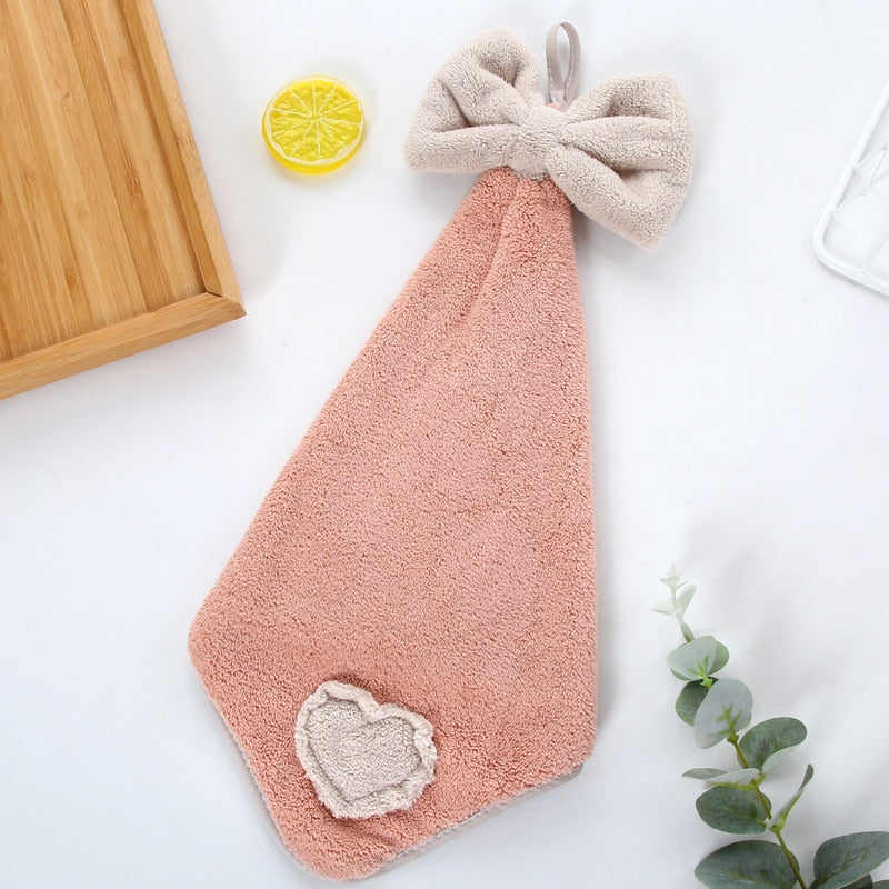 Coral Velvet Bowknot Soft Hand Towels Bathroom Thickened Microfiber Towel Absorbent Cleaning Rags Home Kitchen Wipe Dishcloths
