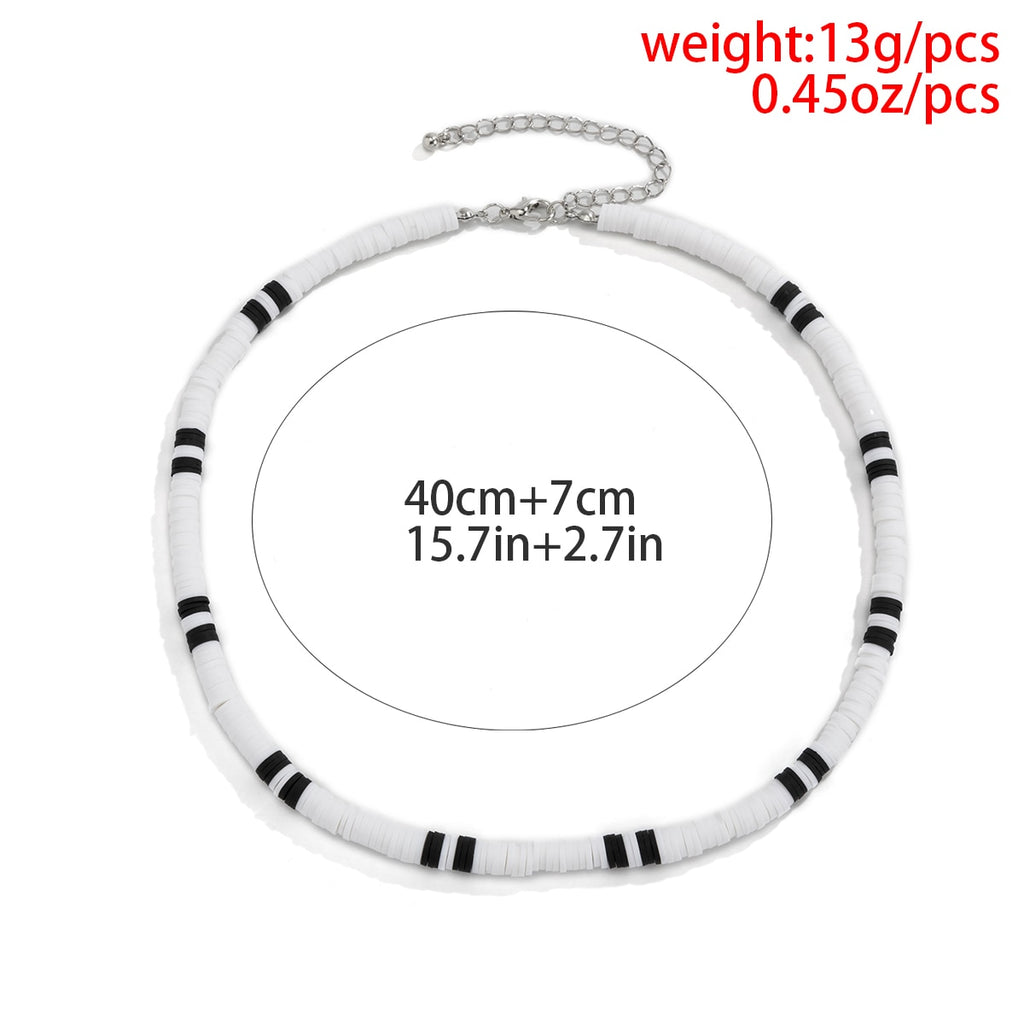 IngeSight.Z White Black Color Soft Clay Beads Choker Necklaces for Women Men Simple Minimalist Collar Necklaces Jewelry Gifts