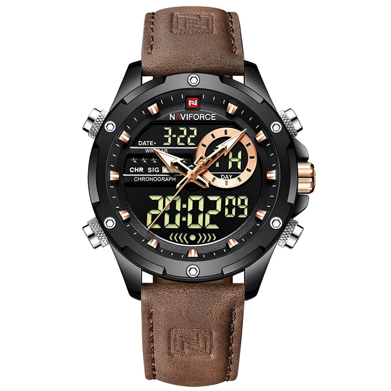 New NAVIFORCE Watches Men Luxury Brand Military Sport Men’s Wrist Watch Chronograph Quartz Waterproof Watch Leather Male Clock