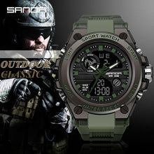 Load image into Gallery viewer, SANDA Brand Wrist Watch Men Watches Military Army Sport Style Wristwatch Dual Display Male Watch For Men Clock Waterproof Hours