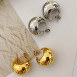 sealbeer A&A Gold Plated Metal Half Moon Hoop Earrings