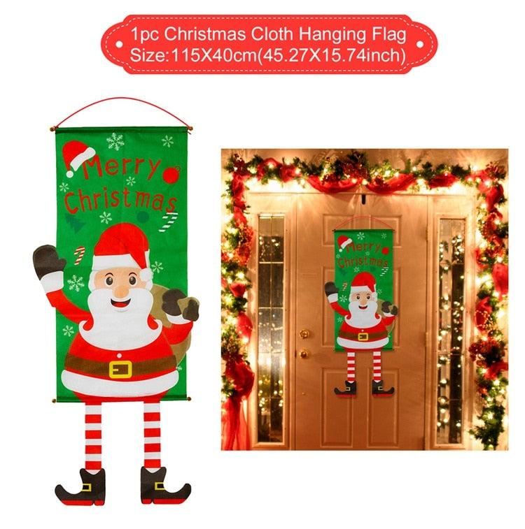 Christmas Outdoor Fan-shaped Flag Banner Christmas Decor for Home 2022 Cristmas Drop Ornament Xmas Navidad Gift New Year 2023