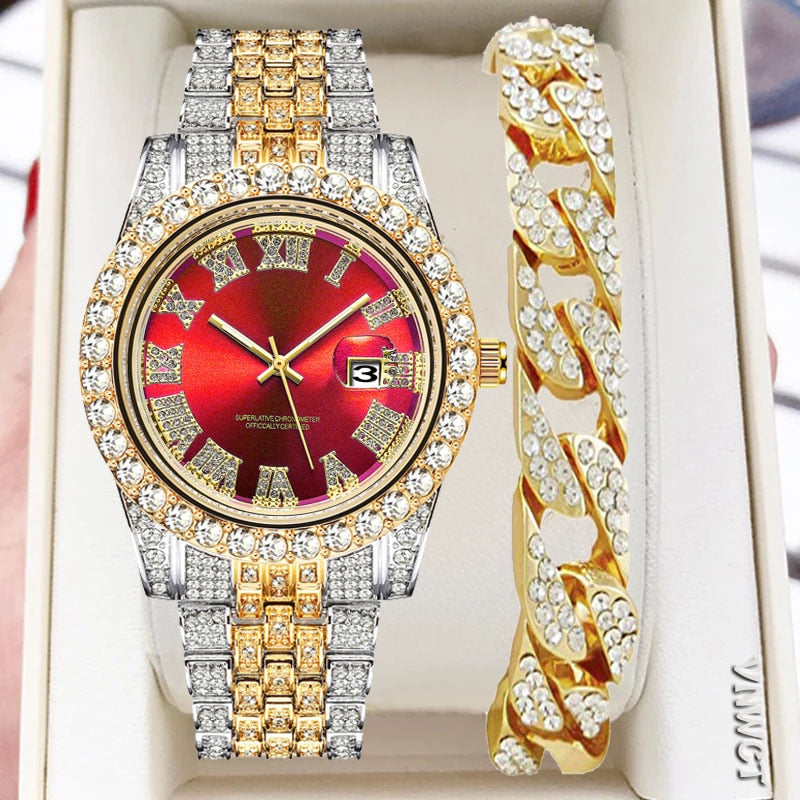 Diamond Men Women Watches Gold Watch Ladies Wrist Watch Luxury Rhinestone Unisex Bracelet Watches Female Clock Relogio Feminino