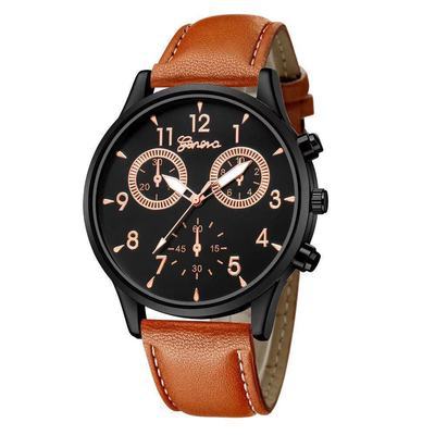 Geneva Simple Business Watch Men Fake Three-Eye Pu Leather Belt Quartz WristWatch Top Brand Luxury Jewelry Wholesale