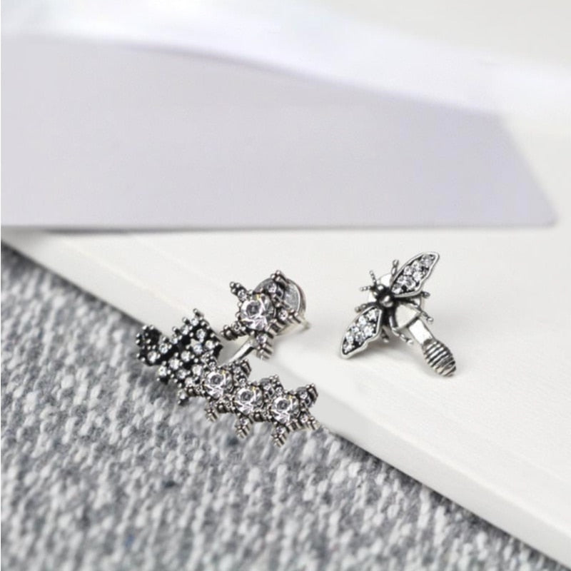 2022 best selling earrings, unique retro luxury trend alphabet zircon bee stud earring premium brand high quality gift for girls