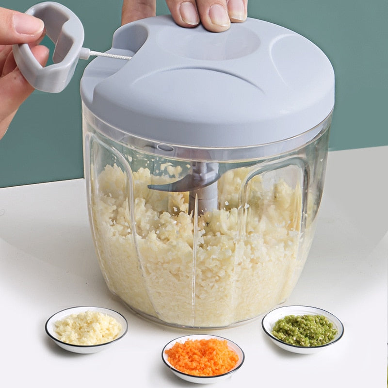 Yinzam Kitchen Hand Pull Food Manual Chopper for Garlic Masher Fruit Vegetable Nuts Shredders Grinder Mincer Mixer Blender