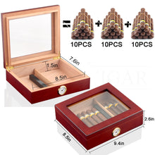 Load image into Gallery viewer, Cedar Wood Travel Cigar Humidor Box With Humidifier Hygrometer Humidor Cigar Box Case Glass Humidors Fit 20-30 Cigars