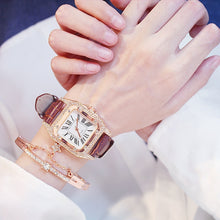 Load image into Gallery viewer, Square Luxury Diamond Women Watch Leather Ladies Watches Waterproof Female Quartz Wristwatch Relogio Feminino Reloj Mujer
