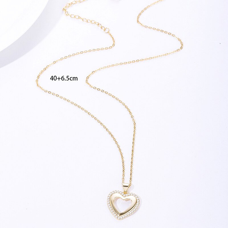 NINGAN Necklace for Women Heart Choker Pendant Gold Girls Necklace with Dazzling Zircon Engagement Jewelry