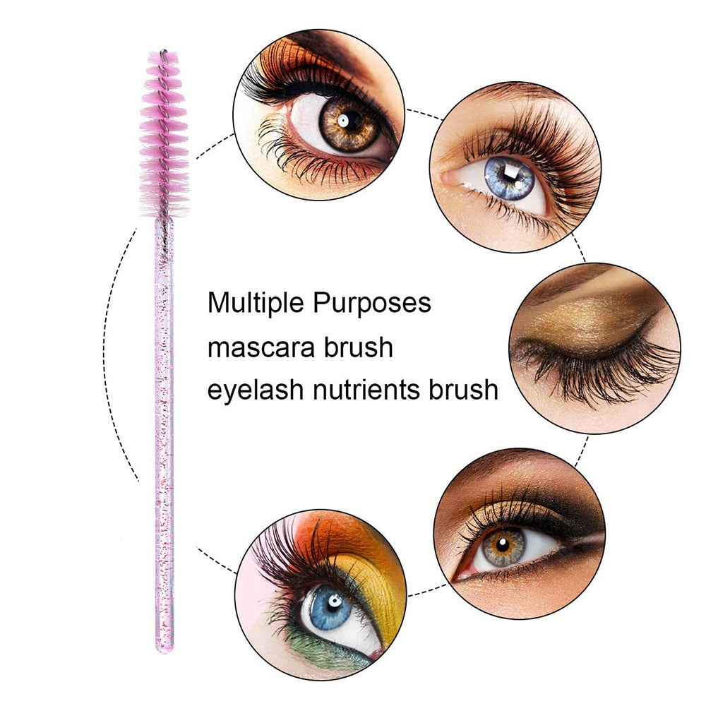 50/100/300/500pcs Eyebrow Eyelash Brushes Eyelash Spoolies Mascara Wands Disposable Applicator for Eyelash Extension Makeup Tool