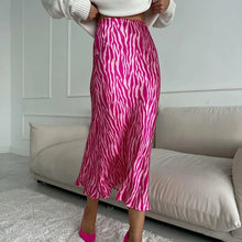 Load image into Gallery viewer, sealbeer A&amp;A Elegant Midi Satin Print High Waist Skirt