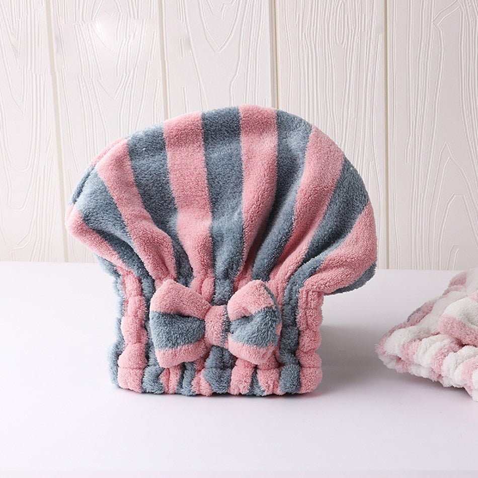 Microfiber Hair Towel Wrap for Women Stripe Absorbent Quick Dry Hair Turban for Drying Curly Long Thick Hair Hat Wrapped Towel