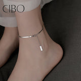 Titanium Steel Geometric Square Brand Anklet Temperament Fashion Ruili Style Anklet Simple Personality Foot Accessories Women
