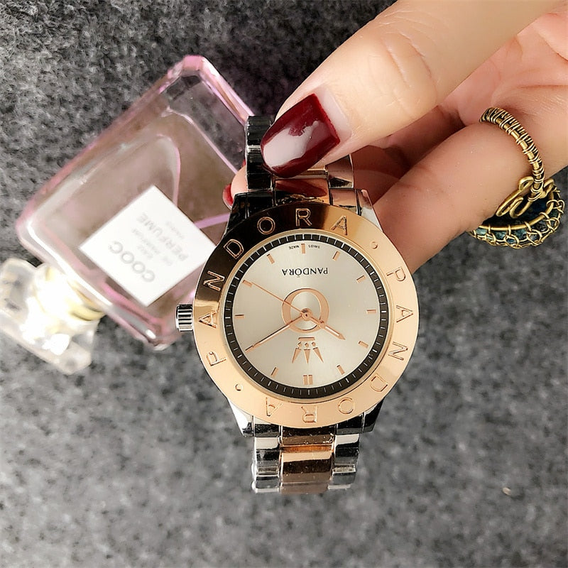 Luxury brand Quartz Wrist Dress Women Watches Silver Bracelet Ladies Watch Stainless Steel Clock Casual pandoraes Watch 6