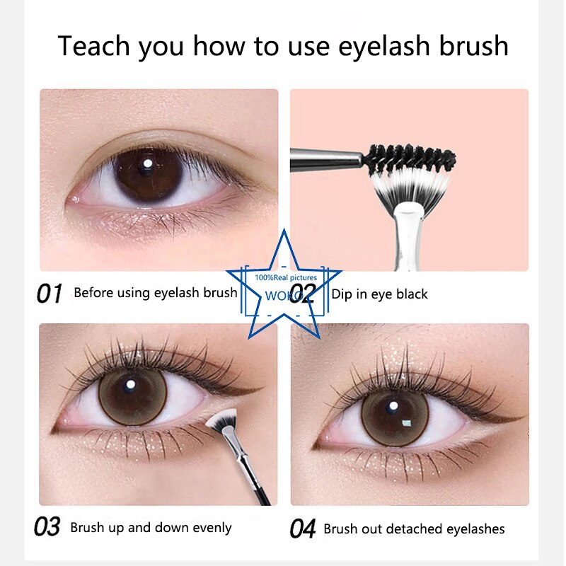 Eyelash Brush Fan Bent Lash Fan Brush Eyelash Brush Small Fan Brush Professional Mini Fan Eyelash Brush Eye Lash Make Up Tool