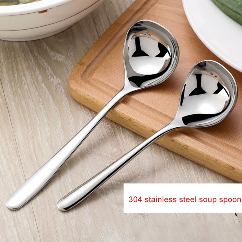 Korean Stainless Steel Thickening Spoon Creative Long Handle Hotel Hot Pot Spoon  Soup Ladle Home Kitchen Essential Tools h2