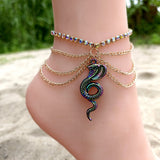 Bohemian Multilayer Snake Anklets for Women Fashion Animal Charms Foot Chain Beach Anklet Bracelets  Party Jewelry Accessories
