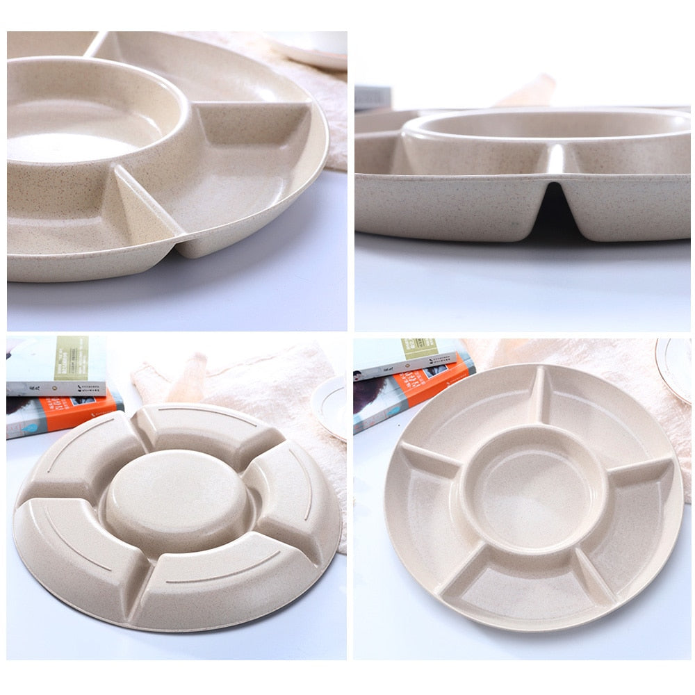 1 Pc 6-Compartment Food Storage Tray Dried Fruit Snack Plate Appetizer Serving Platter for Party Candy Pastry Nuts Dish