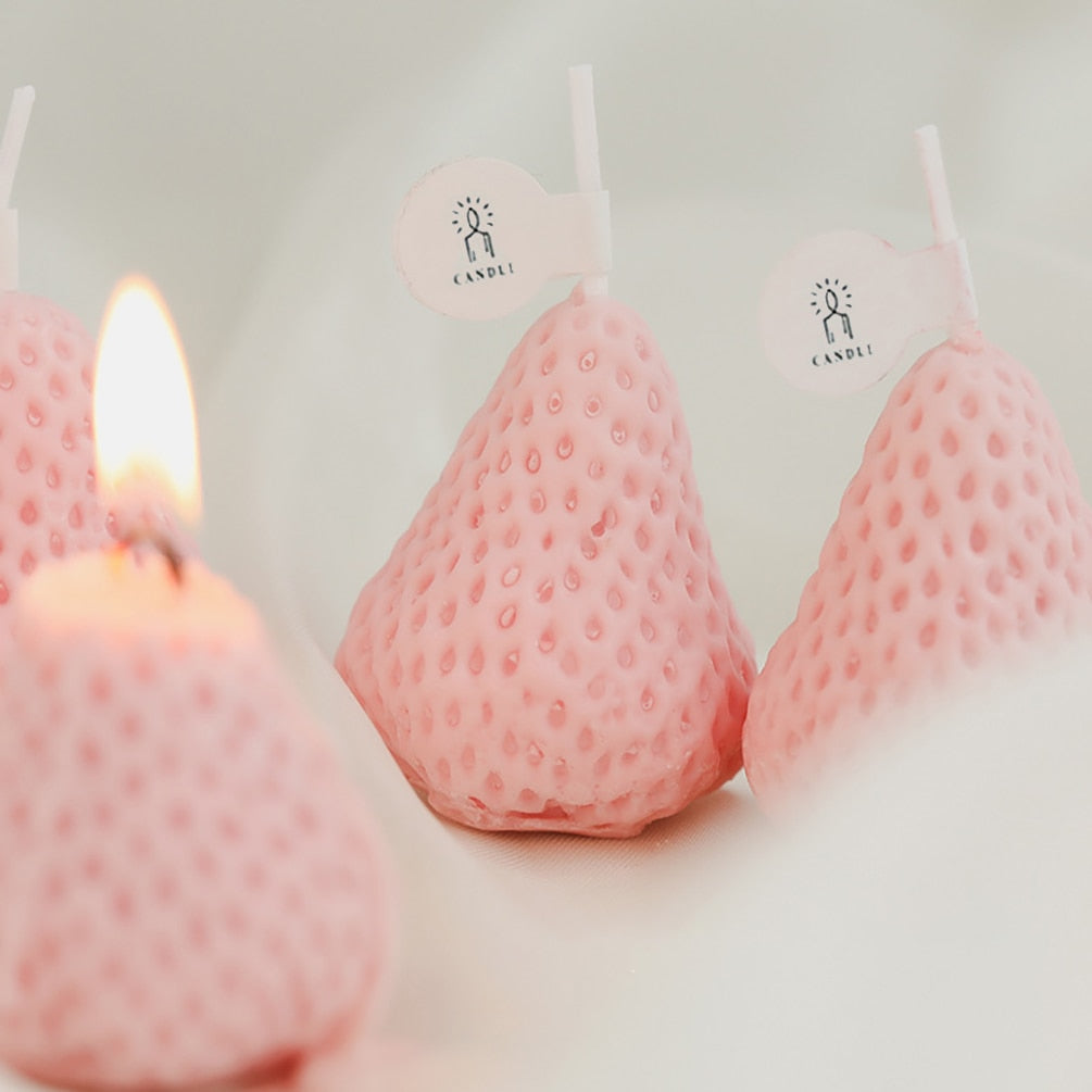 1/4PCS Strawberry Decorative Aromatic Candles Soy Wax Scented Candle for Birthday Wedding Candle