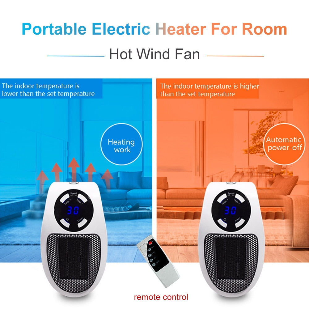 Hot Fan Electric Heater For Home Temperature Setting Hand Dryer With PTC Ceramic Element Remote Control Heating Hand Warmer