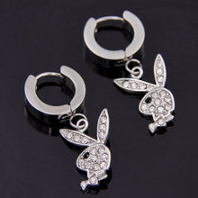 Load image into Gallery viewer, New Fashion Cute Rabbit Stainless Steel Earrings for Women Luxury Creative Design Jewelry Inlay Rhinestones All-match Earrings
