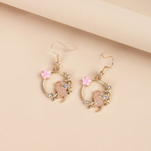 Load image into Gallery viewer, Fashion Cute Cat Earrings for Women Korean Sweet Cartoon Moon Flower Geometric Dangle Earrings Girls Birthday Party Jewelry Gift