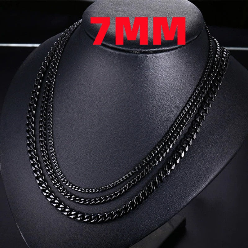 HNSP Stainless Steel Necklace Chain For Men Cuban Male Neck Jewelry שרשרת לגבר
