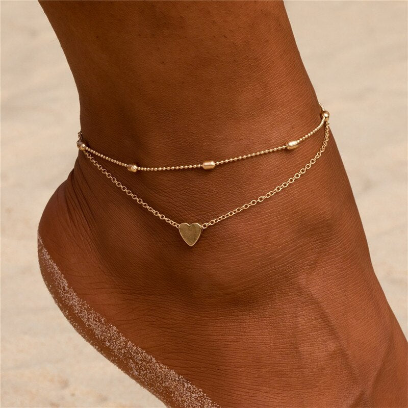 Green Beads Ankle Bracelet Bohemian Star Anklets for Women Leg Bracelet Beach Foot Fashion Jewelry