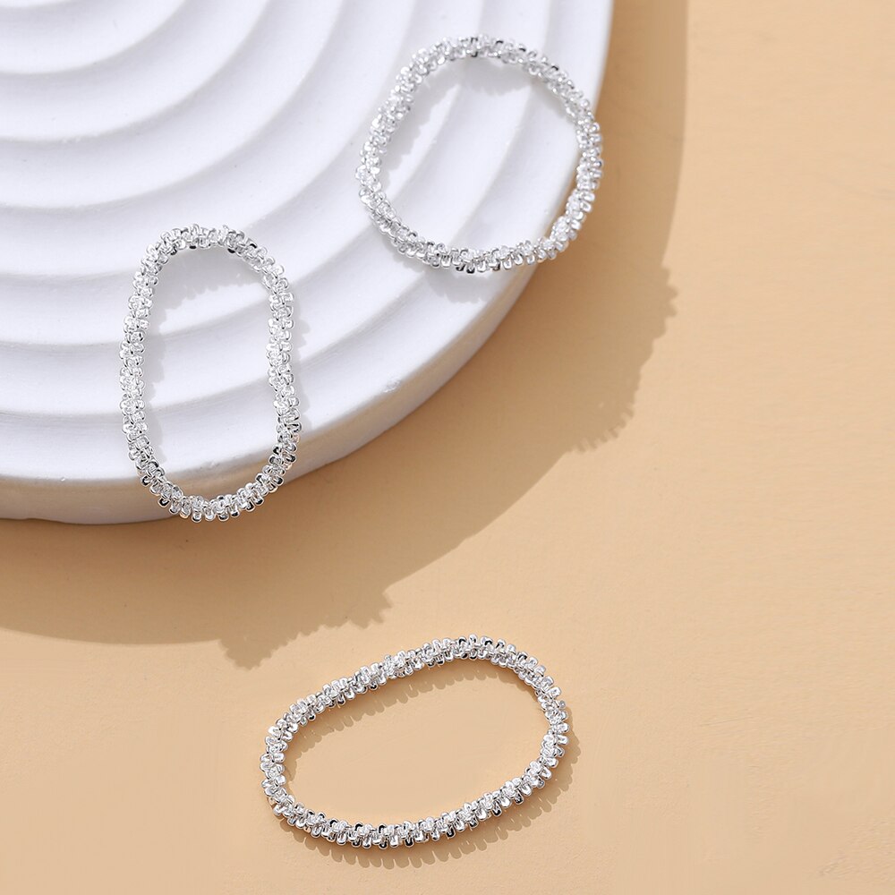 3Pcs/Set Trendy Shining Set Rings Women Girl Soft Silver Chain Finger Rings Festive Party Jewelry Gift Daily Wearing Accessories