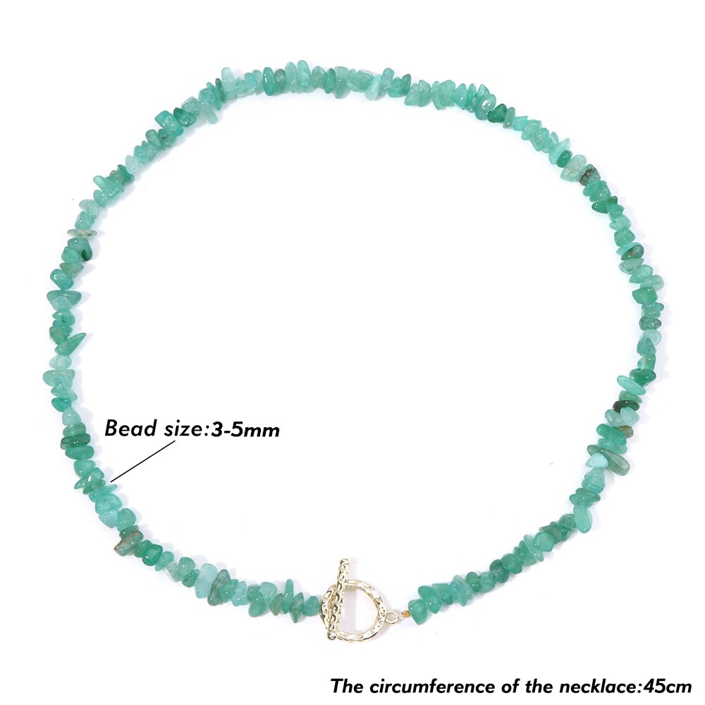 Bohemia Healing Jewelry Blue Aquamarine Necklace Natural Gravel Stone Chips Beaded Necklaces Men Women Choker Trendy Accessories
