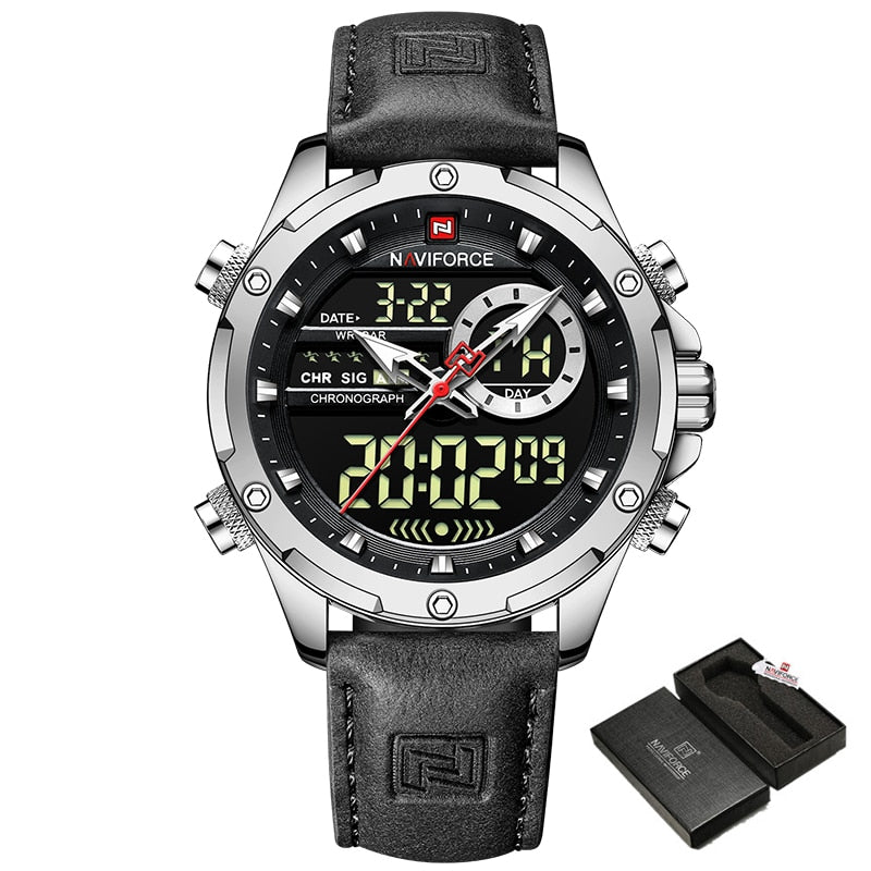 New NAVIFORCE Watches Men Luxury Brand Military Sport Men’s Wrist Watch Chronograph Quartz Waterproof Watch Leather Male Clock
