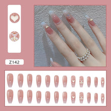 Load image into Gallery viewer, 24pcs Wearable Pink Press On Fake Nails Tips With Glue false nails design Butterfly Lovely Girl false nails With Wearing Tools