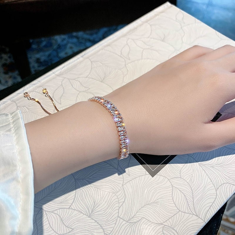 Full of Rhinestone Stainless Steel Bracelet For Women 2022 New Designer Shiny Luxury Zircon Adjustable Bracelets Jewelry Gift