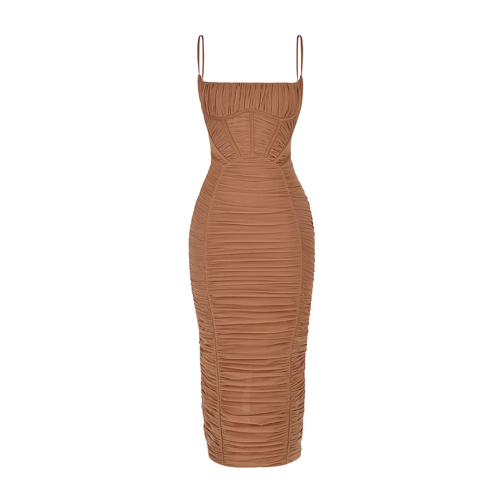 sealbeer A&A Luxe Ruched Corset Maxi Dress